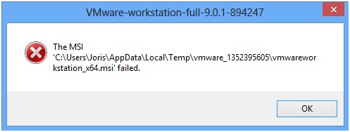 The msi failed при установке vmware workstation